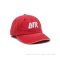 Washed Cotton Red 3D Embroidered Letter Dad Hat